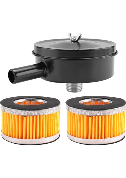Hava Kompresörü Emme Susturucu 20MM Dişli Metal, Port Pnömatik Parçaları Kabul Etmek Için 2 Adet Yedek Filtre Elemanı ile (Yurt Dışından)