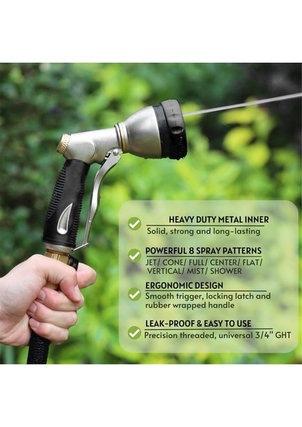 Bahçe Hortumu Nozulu Spreyi Ağır Hizmet Tipi, %100 Metal Su Hortumu Nozulu, 8 Sprey Desenli, Yüksek Basınçlı Hortum Spreyi (Yurt Dışından) fiyatları