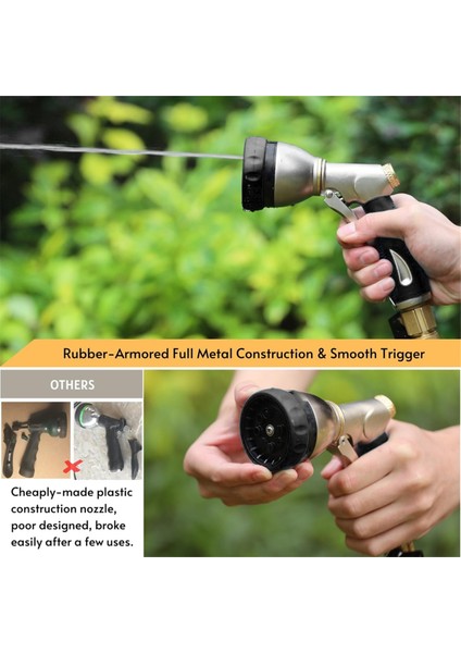 Bahçe Hortumu Nozulu Spreyi Ağır Hizmet Tipi, %100 Metal Su Hortumu Nozulu, 8 Sprey Desenli, Yüksek Basınçlı Hortum Spreyi (Yurt Dışından) modelleri