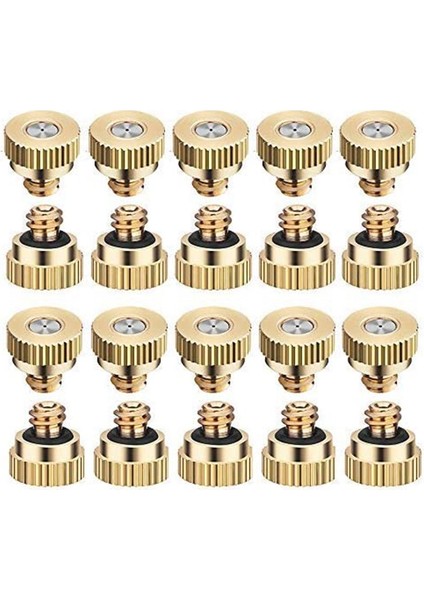 20 Paket Pirinç Sisleme Nozulu T'leri, Toz Kontrol Sisleme Nozulu Yağmurlama Sistemi Açık Hava Soğutma Sistemi Için 0,3 mm (Yurt Dışından)