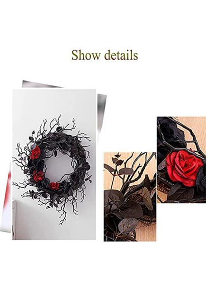 Siyah Cadılar Bayramı Kapı Çelengi ve Kırmızı Gül Çelengi Ön Kapı Için Siyah Çelenk Gotik Cadılar Bayramı Ev Dekoru Için (Yurt Dışından) fırsatları