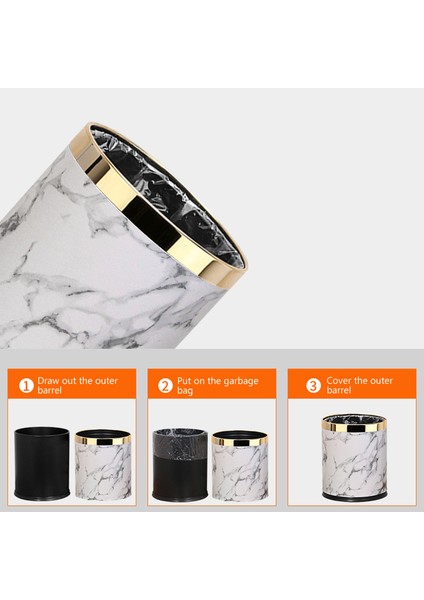 Çöp Tenekesi, Mermer Desen 10L Çöp Tenekesi Kutusu Kova Çapı Çöp Kutuları Oturma Odası Banyo Mutfak Çöp Kovası Çöp Kutusu (Yurt Dışından) fırsatları