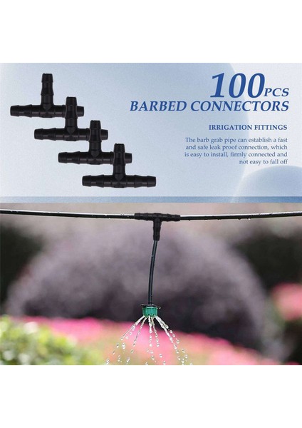 Damla Sulama Dikenli Konnektörler, Evrensel Dikenli Tee Bağlantı Parçaları 100 Adet, 1/4 Inç Damlama Borusuna Uygun (4/7mm Tee Boru) (Yurt Dışından) fırsatları