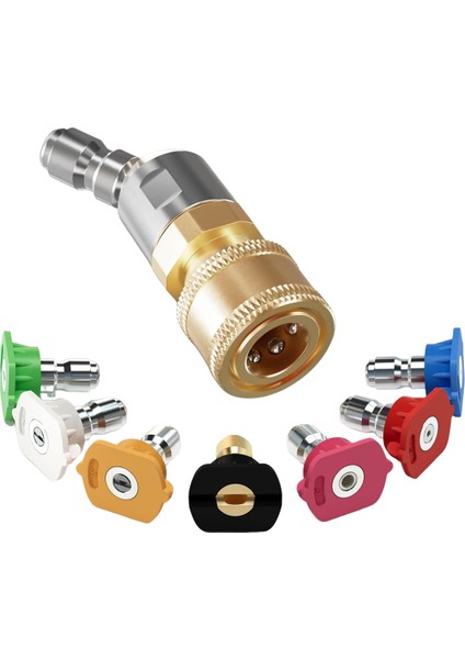 Hızlı Pivot Bağlantı Parçası Aparatı + 7 Basınçlı Yı Makinesi Nozul Ucu, 360° Dönüş Açısı ile 1/4 Inç Hızlı Bağlantı Parçası (Yurt Dışından)