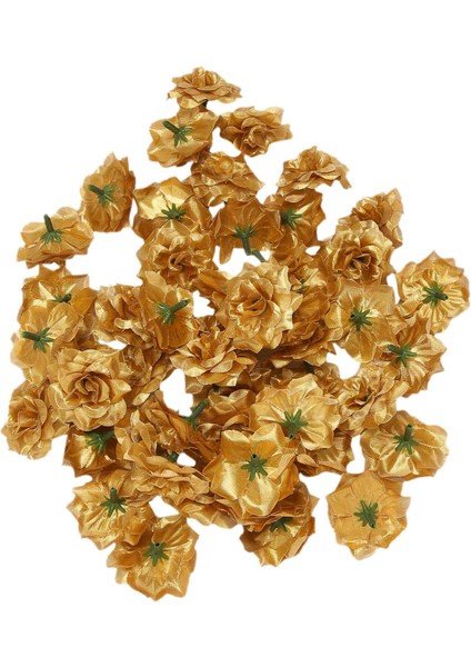 50 Adet Ipek Gül Yapay Düğün Klipsleri Düğün Dekorasyon Çiçek Başlığı (Altın) (Yurt Dışından)