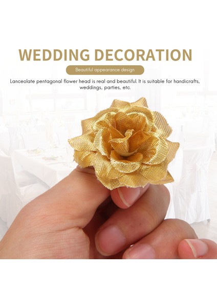 50 Adet Ipek Gül Yapay Düğün Klipsleri Düğün Dekorasyon Çiçek Başlığı (Altın) (Yurt Dışından) fiyatları