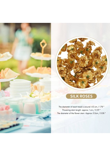 50 Adet Ipek Gül Yapay Düğün Klipsleri Düğün Dekorasyon Çiçek Başlığı (Altın) (Yurt Dışından) modelleri