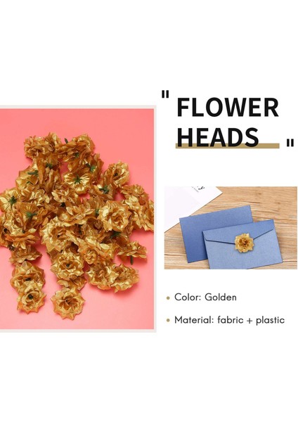 50 Adet Ipek Gül Yapay Düğün Klipsleri Düğün Dekorasyon Çiçek Başlığı (Altın) (Yurt Dışından) indirimleri