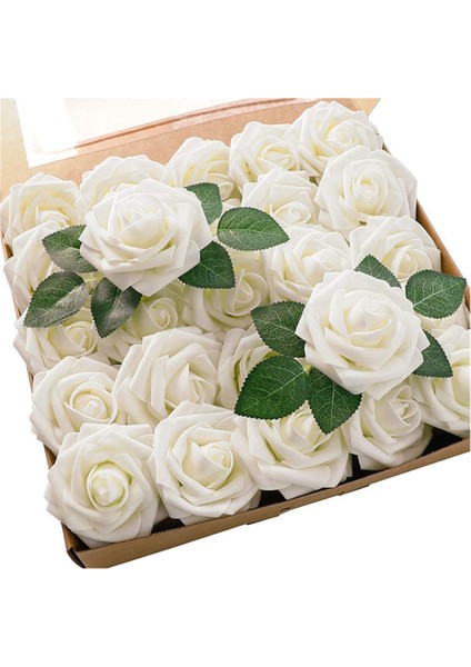 25 Adet Yapay Güller Çiçekler Yapay Görünümlü Güller Düğün Buketleri Orta Parçalar Gelin Duşu Partisi Ev Dekoru, A (Yurt Dışından)