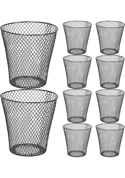 Yuvarlak Çöp Sepeti, Tel Örgü Masa Metal Çöp Kutusu Geri Dönüşüm Çöp Kutusu Çöp Konteyneri Yatak Odası Ofis Için (10 Adet) (Yurt Dışından)