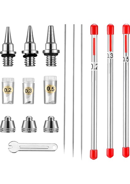 10 Adet Airbrush Memesi Iğne Memesi Kapağı Kiti Anahtarı ile Airbrush Püskürtücü Aksesuarları Için Airbrush Yedek Parçalar (Yurt Dışından)