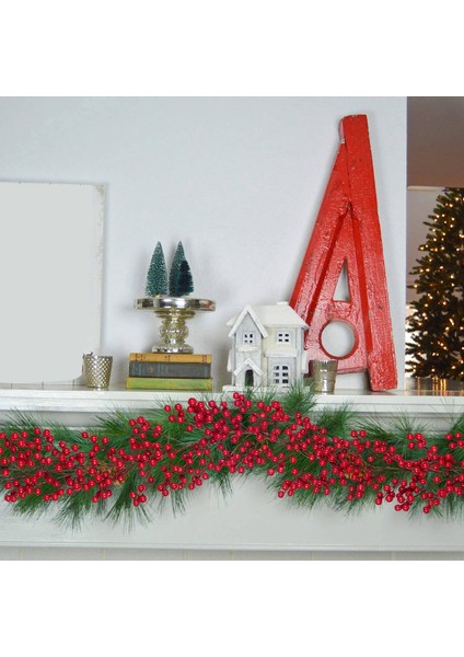 6.39FT Kırmızı Berry Noel Çelenk, Kış Noel Dekor için Şömine Dekorasyonu için Esnek Yapay Berry Çelenk (Yurt Dışından) modelleri