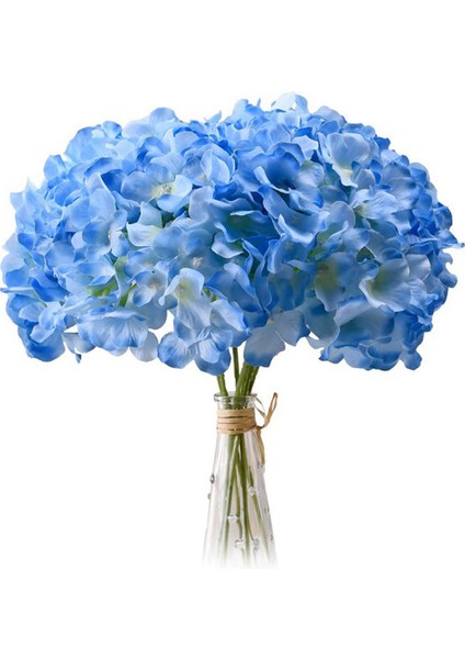 Açık Mavi Ortanca Ipek Çiçek Başları 20'li Tam Ortanca Çiçekleri Yapay Saplı Paket Düğün Için (Yurt Dışından)