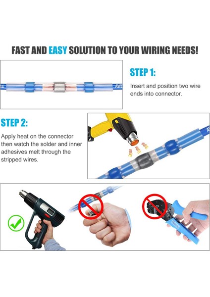 140 Adet Lehim Mühür Tel Konnektörleri, Isıyla Daralan Butt Tel Konnektörleri, Çok Amaçlı Elektrik Terminal Kiti, Otomatik Deniz (Yurt Dışından) indirimleri