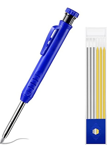 Boru Tesisatçısı Kaynakçı Çelik Konstrüksiyon Için 7pcs 2.8mm Yedekler Dahili Kalemtıraş ile Uzun Burunlu Çizgi Kaynakçı Kalemi (Yurt Dışından)