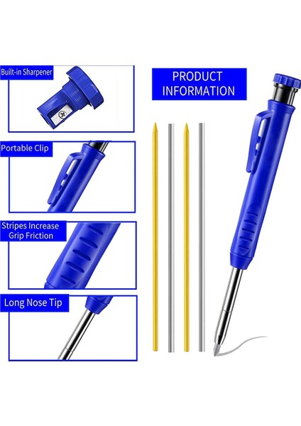 Boru Tesisatçısı Kaynakçı Çelik Konstrüksiyon Için 7pcs 2.8mm Yedekler Dahili Kalemtıraş ile Uzun Burunlu Çizgi Kaynakçı Kalemi (Yurt Dışından) fırsatları