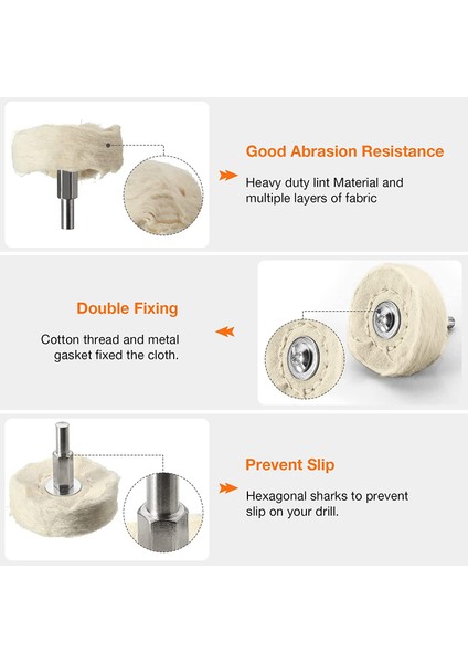 Matkap Parlatma Pedi Tekerlek Seti Için Parlatma Tekerleği 4 Adet Beyaz Flanel Parlatma Paspas Tekerleği 1/4 Inç Altıgen Şaftlı (Yurt Dışından) modelleri