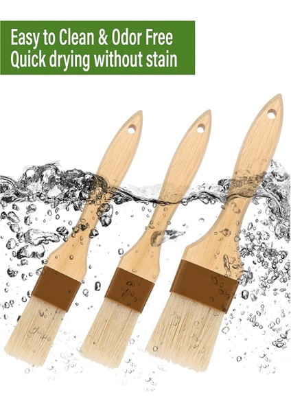 Pasta Fırçası, Pişirme Için Basting Fırçası, Yağ ve Sos Için Doğal Kıl Bekü Fırçası, Ahşap Saplı Gıda Fırçası 3'lü Paket (Yurt Dışından) modelleri