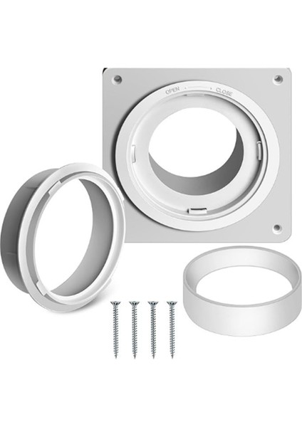 Kurutma Makinesi Havalandırma Duvar Plakası Hortumlu (4 Inç 8 Ayak), Büküm Kilidi Kurutma Makinesi Havalandırma Bağlantı Kiti, 4 Inç Kurutma Makinesi Kanal Bağlantı Flanşı A (Yurt Dışından)