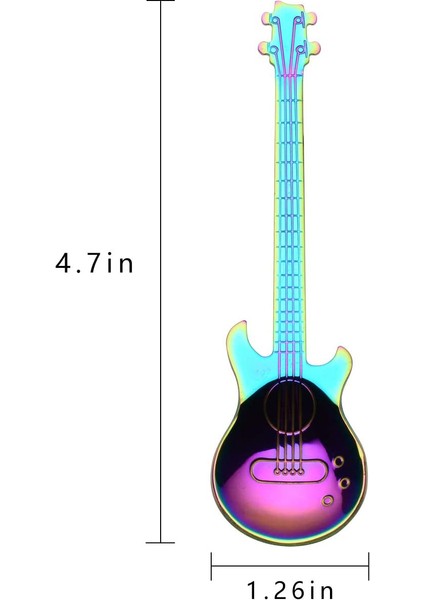 Gitar Kahve Kaşıkları 6'lı Paket Yaratıcı Sevimli Kaşıklar Paslanmaz Çelik Çay Kaşıkları Gitar Şekilli (Çok Renkli) (Yurt Dışından) fiyatları
