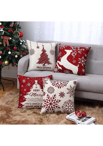 Noel Yastık Kapakları 18X18 4'lü Set, Çiftlik Evi Noel Dekoru Ev Için, Noel Süslemeleri Atmak Yastık Kılıfı Ev Için (Yurt Dışından) modelleri