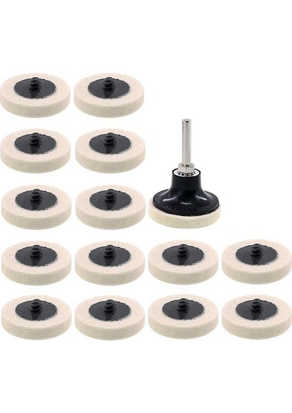16 Adet 2 Inç Kumaş Disk Cilalama Parlatma Pedleri Tekerlekler Disk Tutucu 1/4 Inç Şaftlı Temizleme Cilalama Zımparalama (Yurt Dışından)