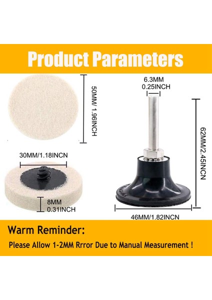 16 Adet 2 Inç Kumaş Disk Cilalama Parlatma Pedleri Tekerlekler Disk Tutucu 1/4 Inç Şaftlı Temizleme Cilalama Zımparalama (Yurt Dışından) fiyatları