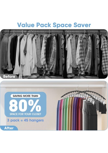 3 Paket Tayt Düzenleyici Dolap Asmak Için, 15 Klipsli Pantolon Askıları Pantolon Askılarını Yerden Tasarruf Sağlayan Giysi Askılıklarını Tutar (Yurt Dışından) modelleri