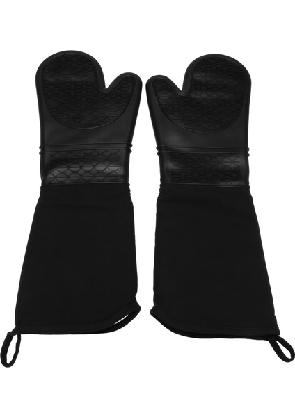 Ekstra Uzun Silikon Fırın Eldiveni Ağır Ticari Sınıf Fırın Eldiveni Kapitone Pamuk Astarlı Isıya Dayanıklı Bekü Eldiveni 2 Paket (Yurt Dışından)