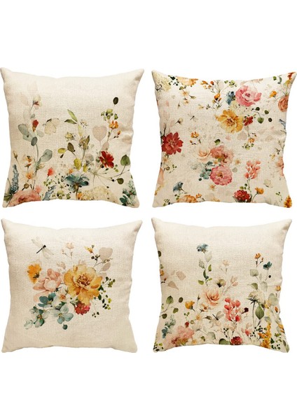 Bahar Yastık Kapakları 18X18 4 Set Çiftlik Evi Atmak Yastık Bahar Süslemeleri Çiçek Yastık Kılıfı Ev Dekor Için (Yurt Dışından)