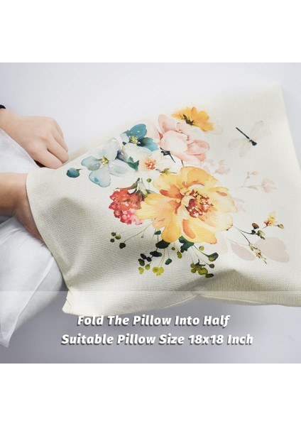 Bahar Yastık Kapakları 18X18 4 Set Çiftlik Evi Atmak Yastık Bahar Süslemeleri Çiçek Yastık Kılıfı Ev Dekor Için (Yurt Dışından) modelleri
