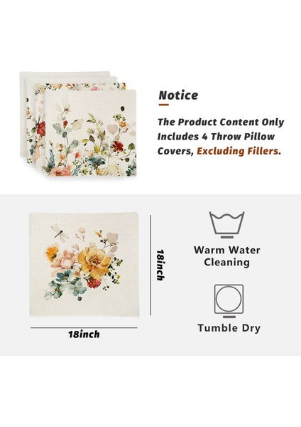 Bahar Yastık Kapakları 18X18 4 Set Çiftlik Evi Atmak Yastık Bahar Süslemeleri Çiçek Yastık Kılıfı Ev Dekor Için (Yurt Dışından) fırsatları
