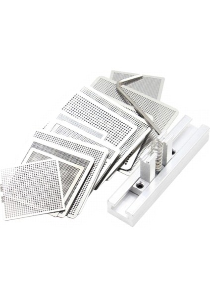 27 Adet Çelik Hasır Dizüstü Bilgisayar Çipi Akı Bga Reballing Stencil Şablon Kiti ile Evrensel Reball Istasyonu (Yurt Dışından)