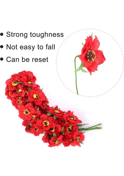 Yüksek Kaliteli Ipek Haşhaş Kamelya 5 cm 60 Adet/grup Yapay Çiçekler Mısır Haşhaş El Yapımı Küçük Düğün Dekorasyon (Kırmızı) (Yurt Dışından) fırsatları