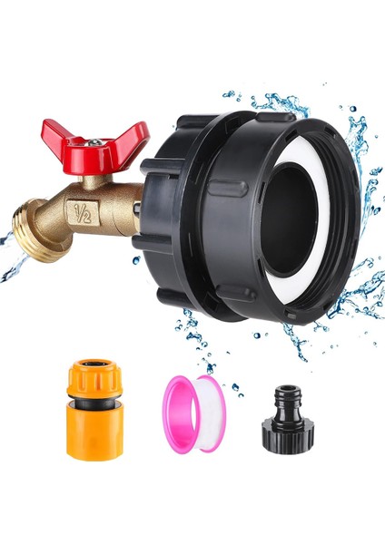 Ibc Tote Su Tankı Adaptörü - 275-330 Galon Ibc Tote Tankı Için Ince Dişli Bağlantı Parçası, Sızdırmaz Sağlam Pirinç Musluk Vanası (Yurt Dışından)