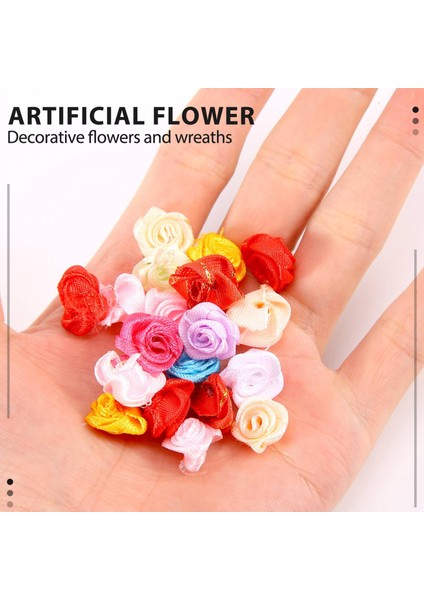 100 Adet/grup Mini El Yapımı Saten Gül Kurdele Rozet Kumaş Çiçek Aplikler Düğün Dekorasyon Zanaat Dikiş Aksesuarları (Yurt Dışından) indirimleri