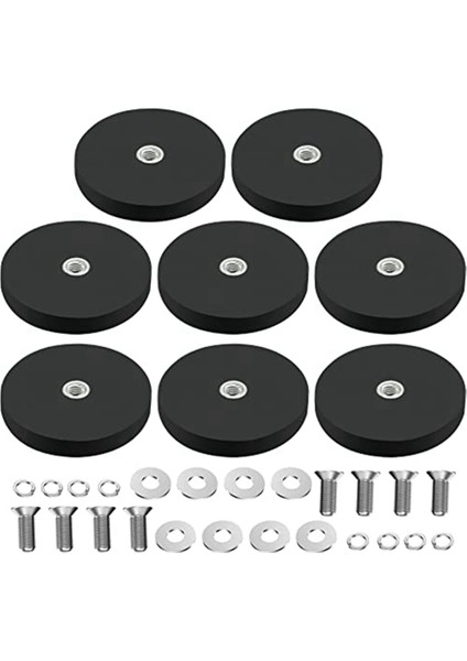 8 Paket Kauçuk Kaplamalı Mıknatıs Neodimyum Mıknatıs Tabanı Kauçuk Kaplama ile Ø 43MM Çizilmez Mıknatıs M6 Erkek Konu Siyah (Yurt Dışından)