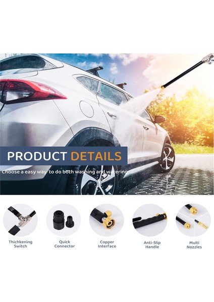 Bahçe Hortumu Için Yüksek Basınçlı Jet Nozullu Güç Yıkama Çubuğu, 3 Farklı Nozul ve Hortum Hızlı Bağlantı Parçaları ile (Yurt Dışından) fiyatları