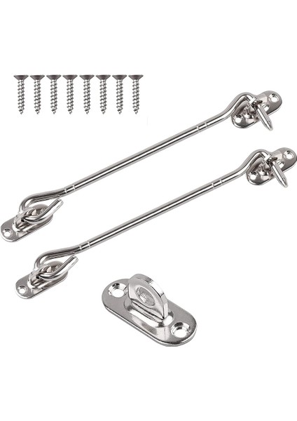 2 Adet Paslanmaz Çelik Kabin Kancası ve Göz Mandalı (8 Inç) Vidalarla - Kepenk Kulübe Penceresi Için Ağır Hizmet Tipi Kapı Kapı Mandalı (Yurt Dışından)
