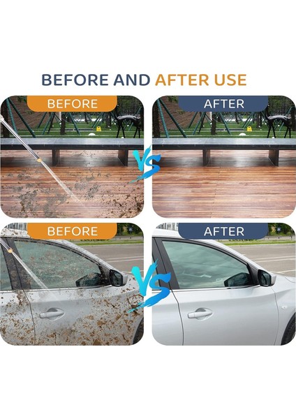 Bahçe Hortumu Için Yüksek Basınçlı Jet Nozullu Güç Yıkama Çubuğu, 3 Farklı Nozul ve Hortum Hızlı Bağlantı Parçaları ile (Yurt Dışından) indirimleri