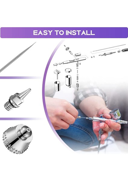 Airbrush Temizleme Kiti, Airbrush Nozul Kapağı Kiti ve Airbrush Iğne Parçaları, Airbrush Püskürtücü Aksesuarları 0.2/0.3/0.5 mm (Yurt Dışından) modelleri