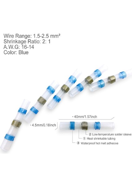 50 Adet Lehim Mühür Tel Konektörü Sopoby Lehim Mühür Isı Büzüşmeli Butt Konnektörler Terminalleri Bakır (23KIRMIZI 12MAVI 10BEYAZ 5sarı) (Yurt Dışından) fırsatları
