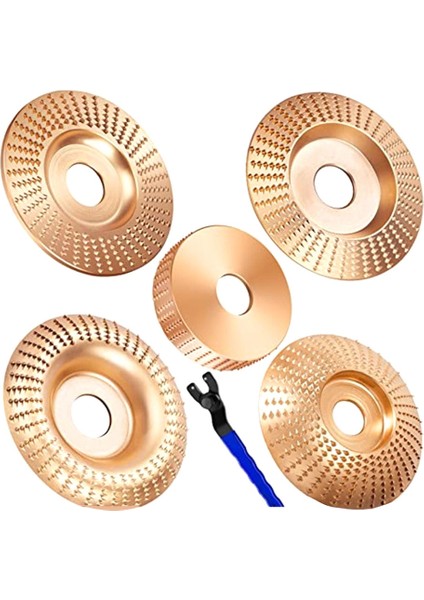 5 Adet Ahşap Oyma Disk Seti ve Evrensel Öğütücü Anahtarı Ahşap Şekillendirme Diski Öğütücü Için 4 Inç Veya 4 1/2 Inç Açılı Taşlama (Yurt Dışından)