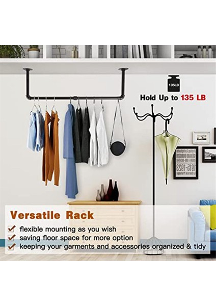 Endüstriyel Boru Giysi Askısı Duvara Monte Ağır Hizmet Boru Rafları Giysileri Paltoları Çamaşır Odasına Asmak Için, Altın (Yurt Dışından) indirimleri