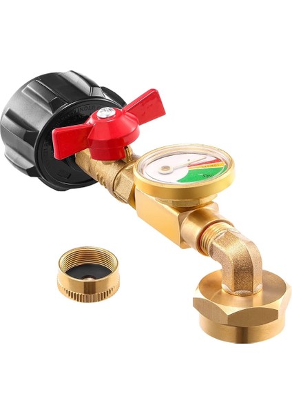 Qcc1 Propan Tank Göstergeli Propan Dolum Dirsek Adaptörü, Açma-Kapama Kontrol Valfli 90 Derece Propan Doldurma Adaptörü (Yurt Dışından)
