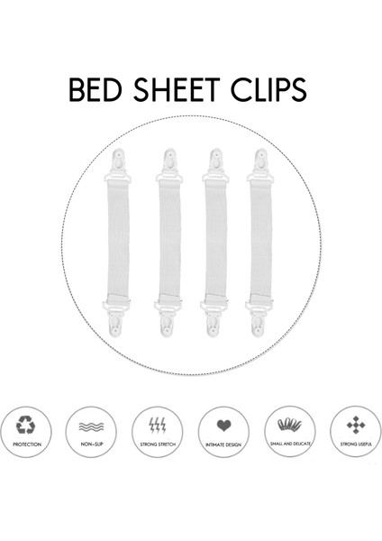 4 Adet Ev Beyaz Elastik Yatak Çarşaf Tutucu Klipsleri (Yurt Dışından) indirimleri