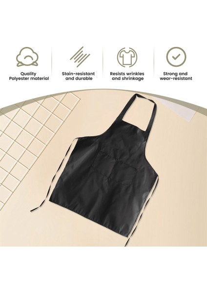 12 Paket Önlük - Unisex Siyah Önlük Toplu 2 Geniş Cepli Makinede Yıkanabilir Mutfak El Sanatları Bekü Çizimi (Yurt Dışından) fırsatları