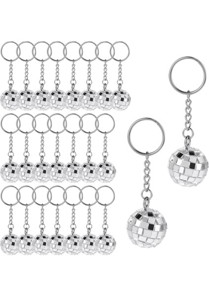 Disko Topu Anahtarlık, 24 Parça Disko Topu Parti Hediyeleri Anahtarlık 70'ler Disko Anahtarlık Gümüş Ayna Topu Anahtarlık Top Partisi (Yurt Dışından)