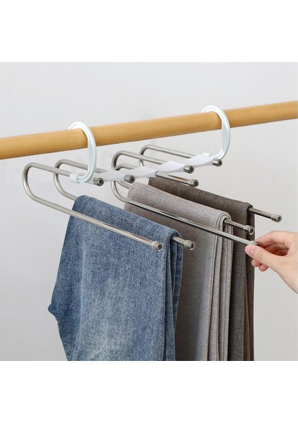 Pantolon Askıları 5 Katmanlar Çok Fonksiyonlu Pantolon Rafı Kaymaz Elbise Dolabı Depolama Organizatör Pantolon Etekler Eşarp (Yurt Dışından) fiyatları