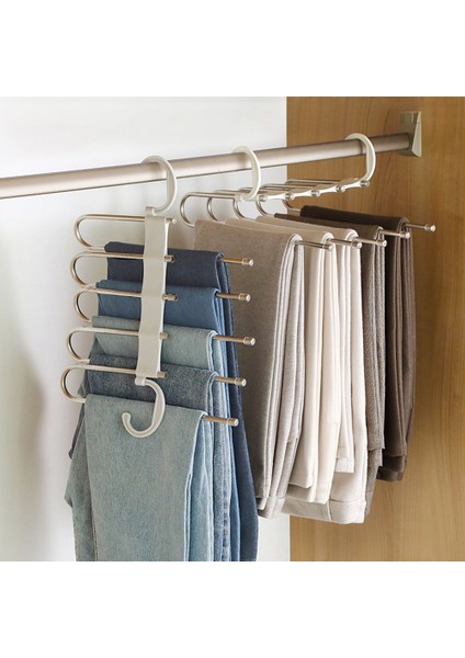 Pantolon Askıları 5 Katmanlar Çok Fonksiyonlu Pantolon Rafı Kaymaz Elbise Dolabı Depolama Organizatör Pantolon Etekler Eşarp (Yurt Dışından) modelleri